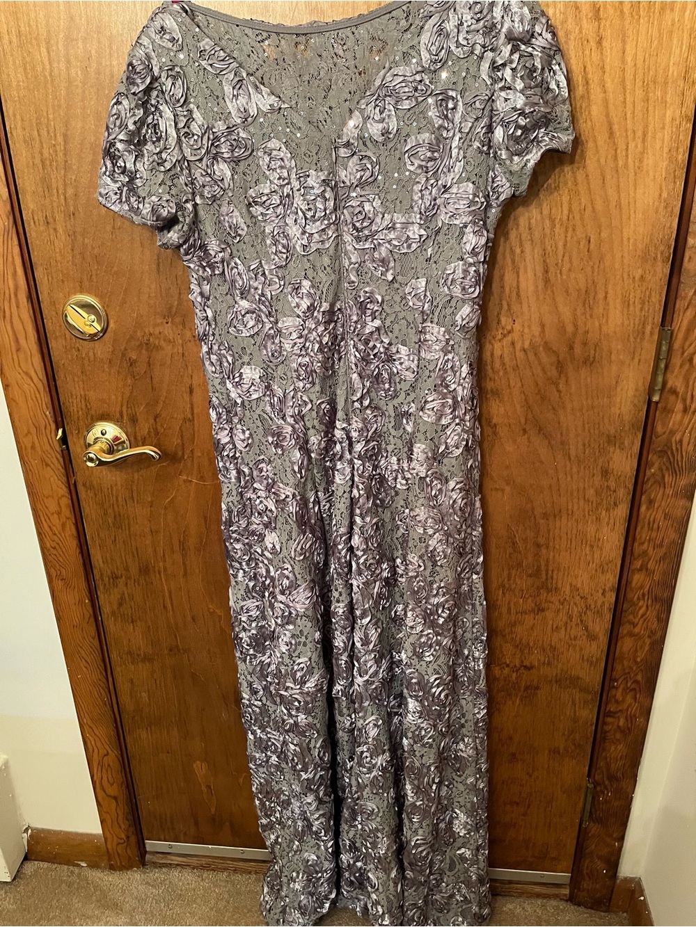 Adrianna Papell Purple Floral Lace Gown